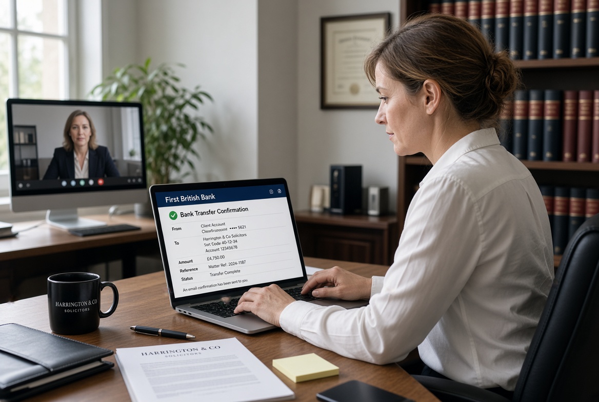 The buyer's solicitor transfers the money in completion day